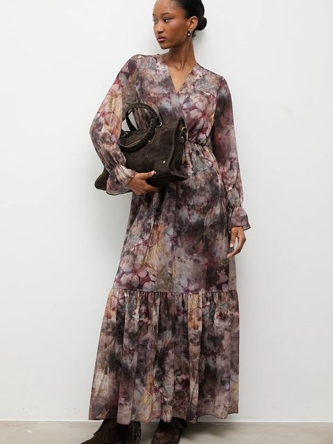 Answear.LAB sukienka kolor szary maxi rozkloszowana - zdjęcie produktu nr 2