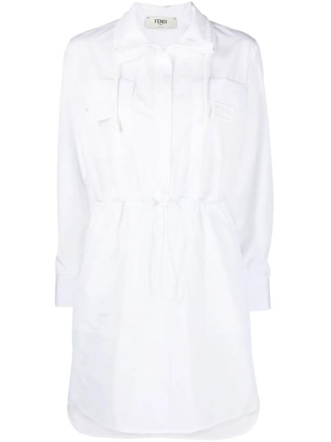 FENDI drawstring-waist cotton dress - White - zdjęcie produktu nr 1