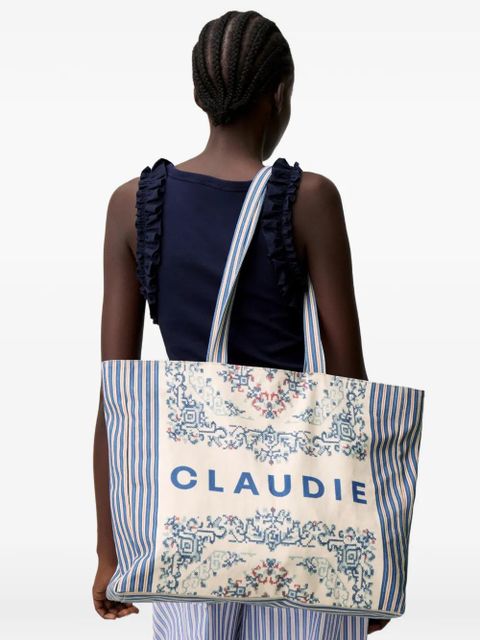 Claudie Pierlot figurative-pattern logo-print beach bag - Neutrals - zdjęcie produktu nr 2