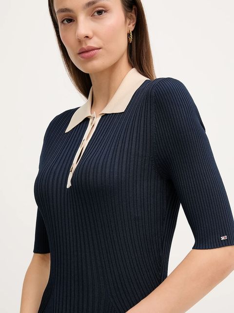 Tommy Hilfiger sukienka kolor granatowy maxi rozkloszowana WW0WW47216