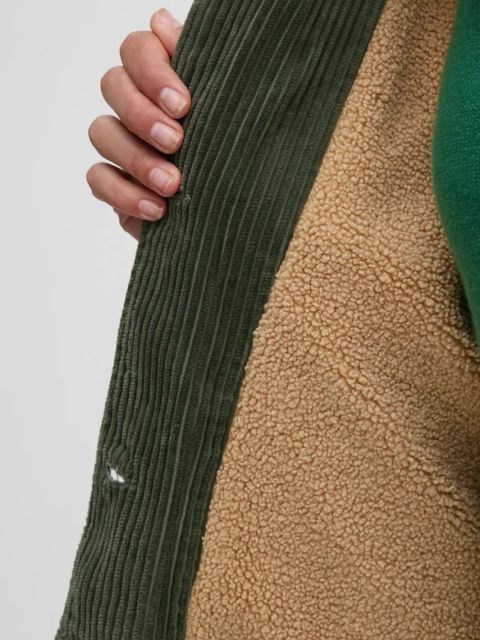 United Colors of Benetton kurtka sztruksowa kolor zielony przejściowa 2HKTDN06O