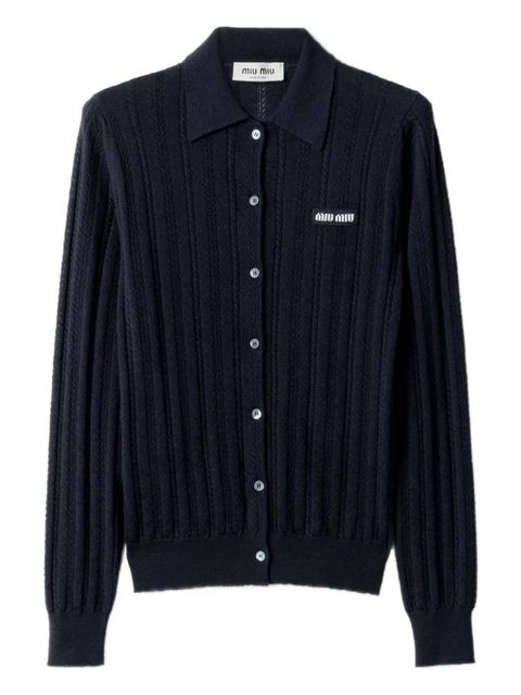Miu Miu buttoned cashmere cardigan - Blue - zdjęcie produktu nr 1