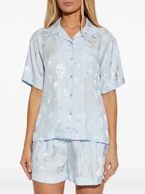 Alexander McQueen skull-print button shirt - Blue