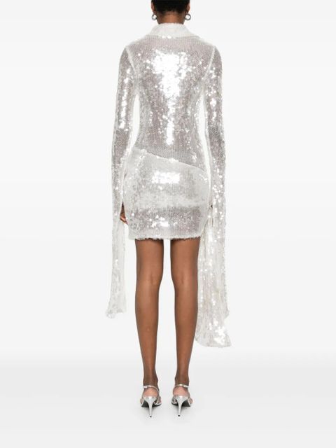 Coperni knotted sequinned mini dress - White