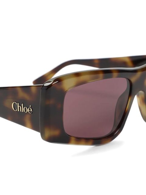 Chloé Eyewear tortoiseshell-effect geometric-frame sunglasses - Brown