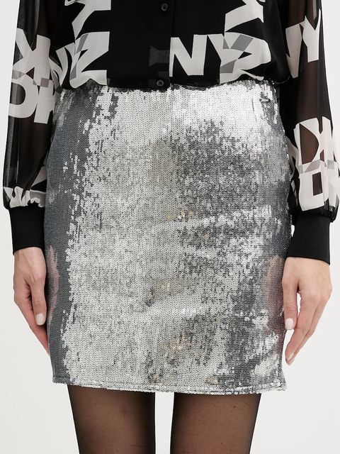 Dkny spódnica kolor srebrny mini prosta DJ6K9602 - zdjęcie produktu nr 1