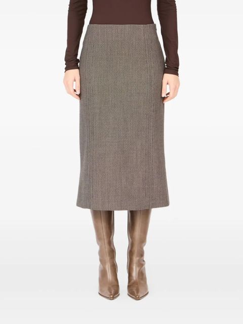 MM6 Maison Margiela rear-slit midi skirt - Brown