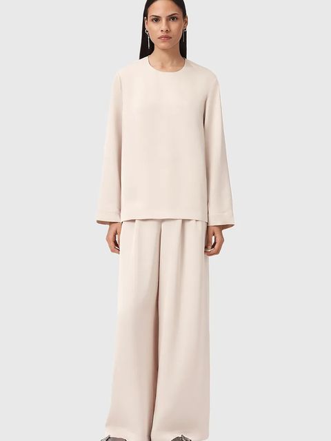 AllSaints bluzka LEANNE damska kolor beżowy gładka W019PD