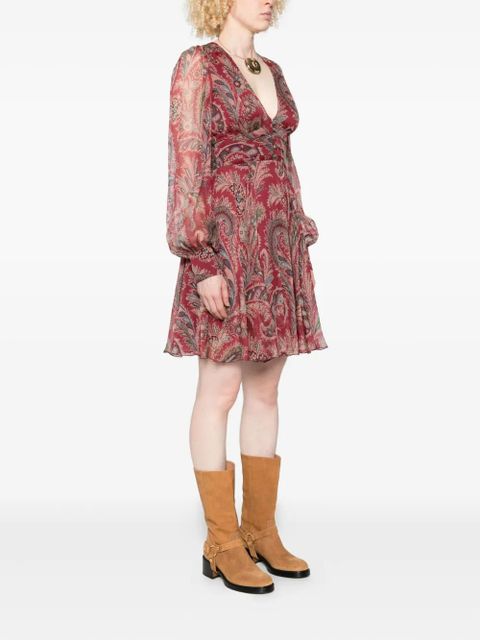 ETRO paisley-print v-neck mini dress - Red