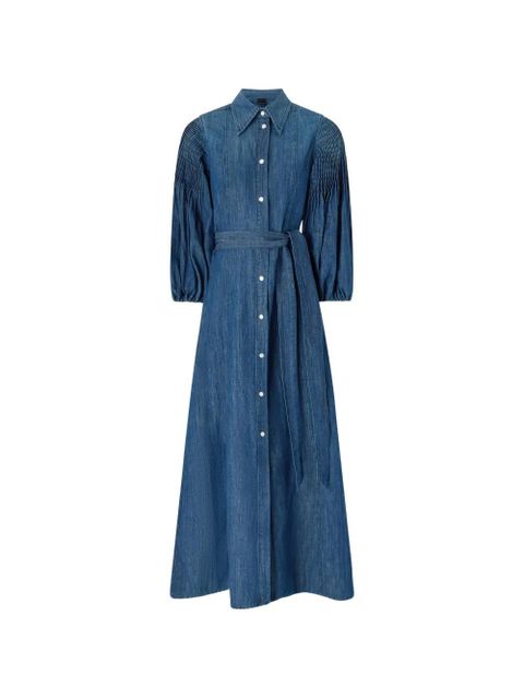 PINKO shirred belted denim dress - Blue - zdjęcie produktu nr 1