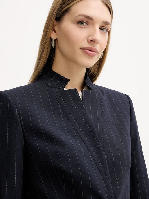 Pinko marynarka z dodatkiem wełny kolor granatowy jednorzędowa wzorzysta 105626 A2QY