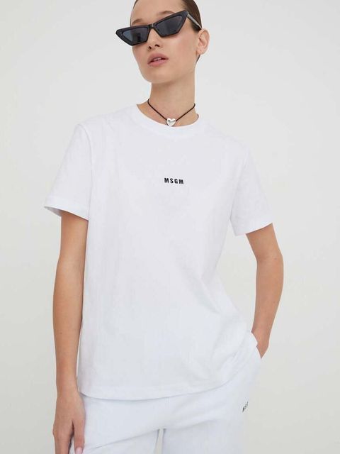 MSGM t-shirt bawełniany damski kolor biały