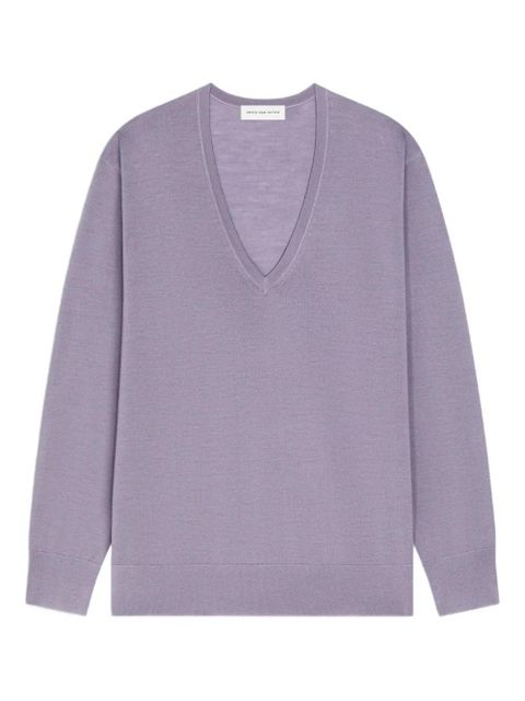 DRIES VAN NOTEN V-neck merino wool sweater - Purple - zdjęcie produktu nr 1