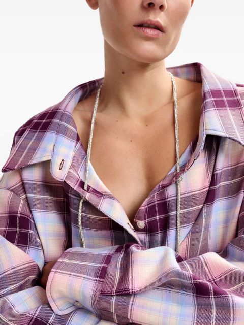 Essentiel Antwerp plaid-pattern rhinestone-embellishment shirt - Purple