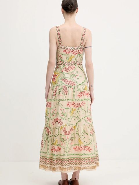 Pedro del Hierro sukienka bawełniana kolor beżowy maxi prosta - zdjęcie produktu nr 2