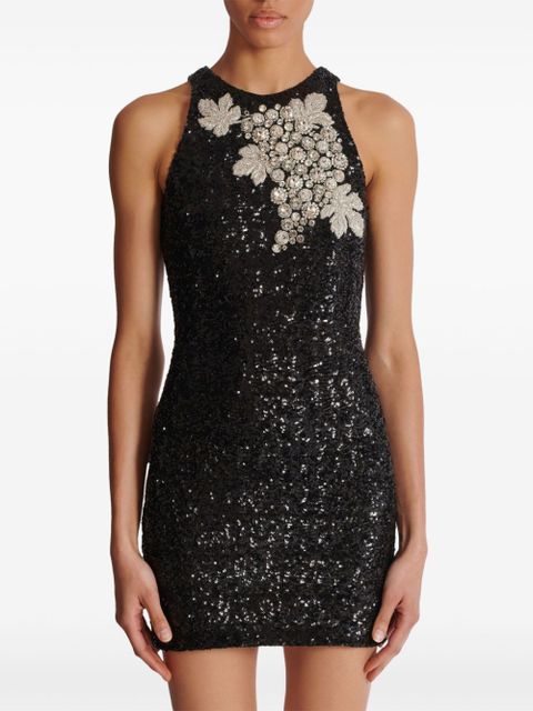 Balmain grape-embellished sequin mini dress - Black