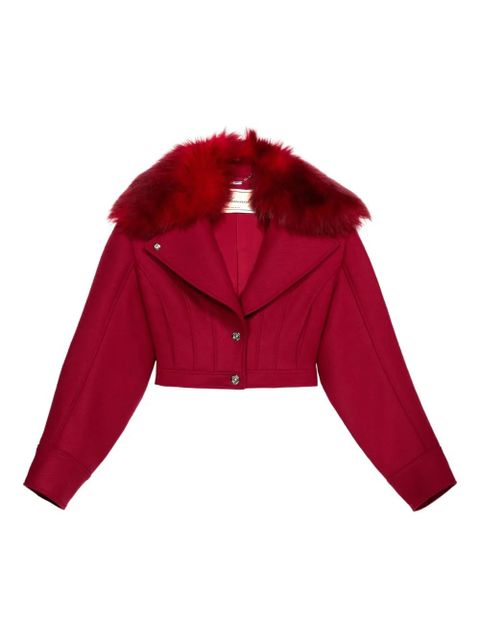 Blumarine faux-fur-collar cropped jacket - Red - zdjęcie produktu nr 1