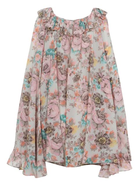 Chloé ruffled floral-print mini dress - Grey