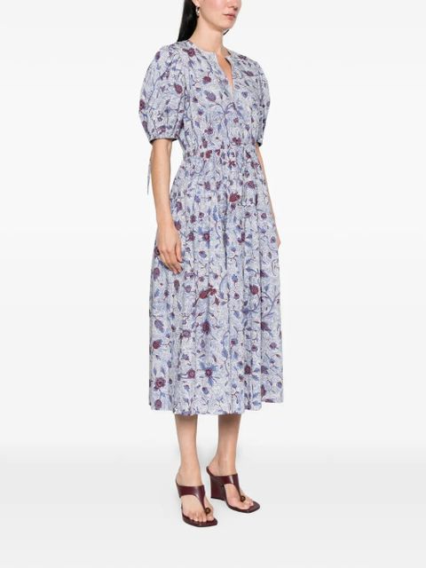 Ulla Johnson Adriana gathered floral midi dress - White