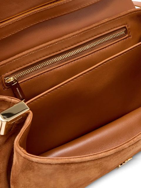 Ferragamo mini buckle satchel shoulder bag - Brown