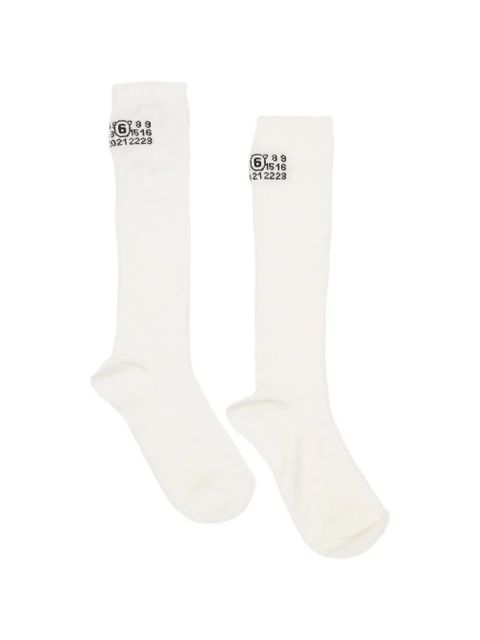 MM6 Maison Margiela ribbed logo socks - White - zdjęcie produktu nr 1
