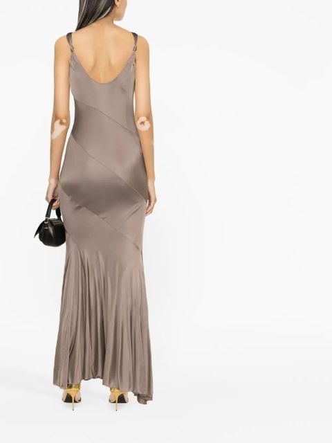 Blumarine asymmetric-design pleated maxi dress - Neutrals