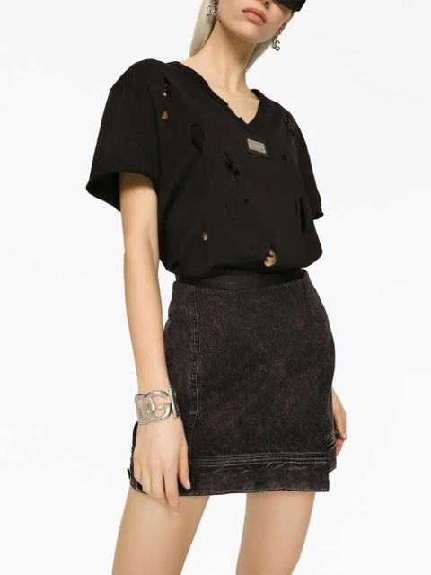 Dolce & Gabbana logo-lettering cuff-design bracelet - Silver