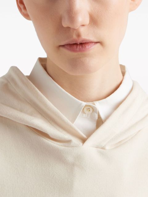Prada logo-plaque hooded T-shirt - Neutrals