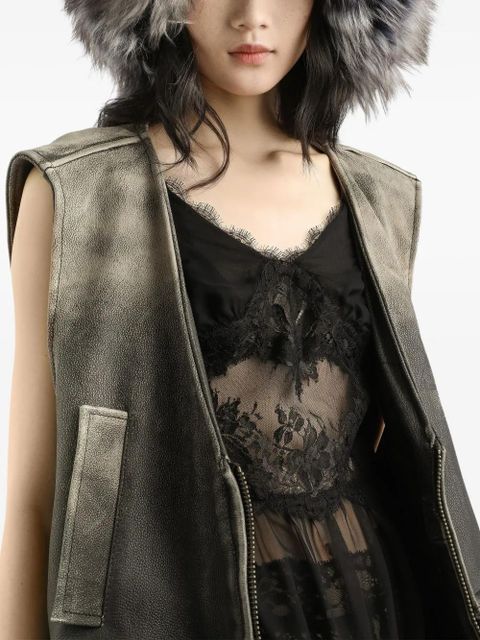 Dolce & Gabbana V-neck leather vest - Brown