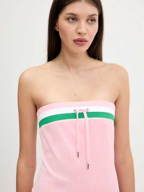 Juicy Couture sukienka welurowa VELOUR STRIPE TUBE DRESS kolor różowy mini dopasowana JCWED225353
