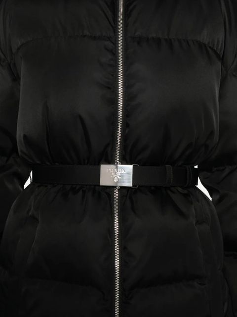 Prada hooded belted puffer jacket - Black
