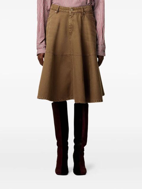 AMI Paris cotton midi skirt - Brown