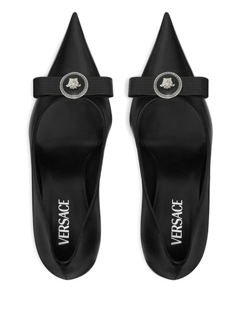 Versace 85mm Gianni Ribbon leather pumps - Black