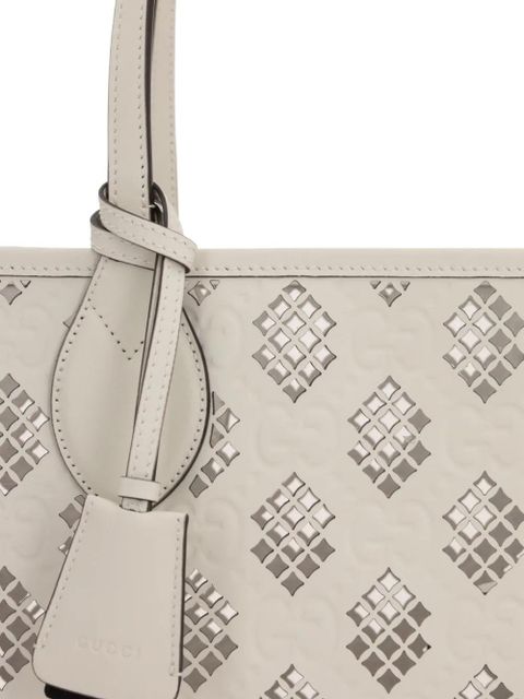 Gucci laser-cut leather tote bag - White