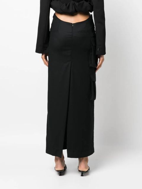 Aya Muse Stok cargo-pocket maxi skirt - Black