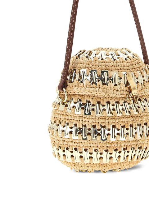 Rabanne 1969 metal-disc raffia ball handbag - Neutrals