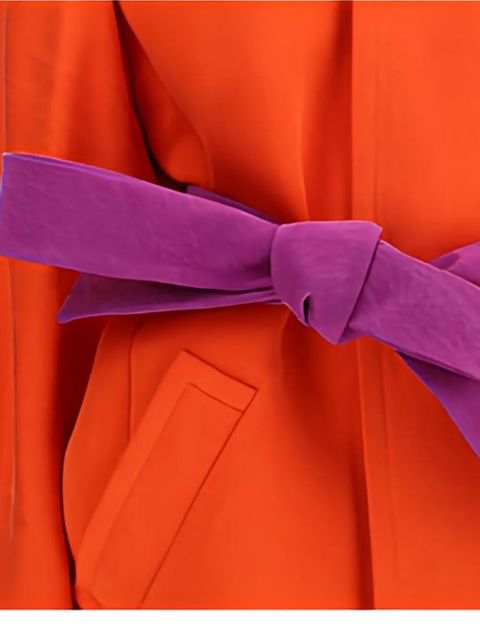 Saint Laurent belted puff sleeve coat - Orange