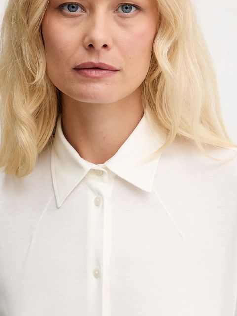 BOSS koszula bawełniana damska kolor biały regular z kołnierzykiem klasycznym 50543691