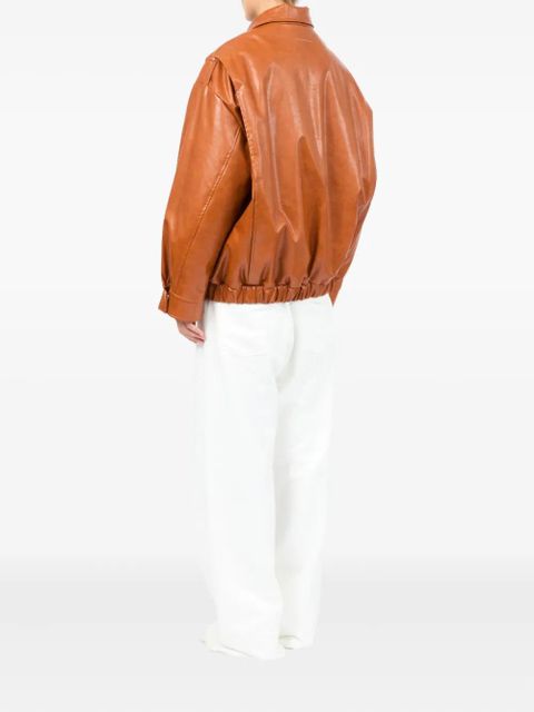 MM6 Maison Margiela zip-up leather jacket - Orange
