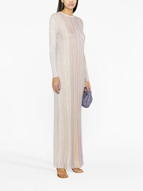 Missoni sequin-embellished striped pleated dress - Purple