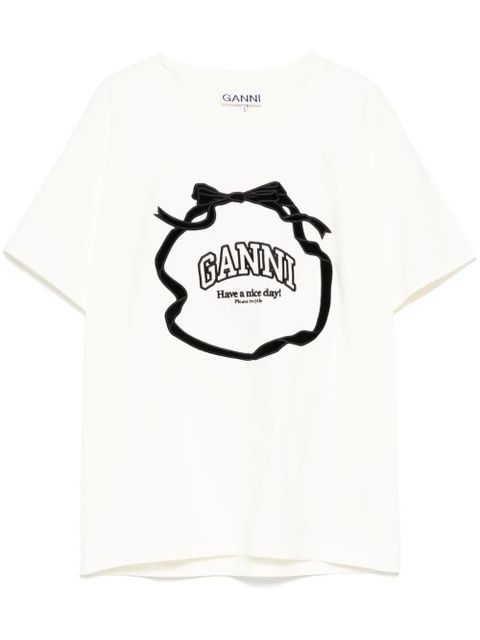GANNI embroidered logo T-shirt - Neutrals - zdjęcie produktu nr 1