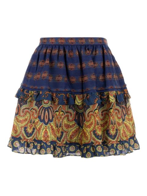 Valentino Garavani mini Medaglioni Voyage Imaginaire linen skirt - Blue