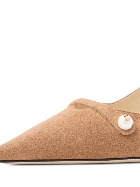 Jimmy Choo 45mm Amita pearl-embellished slingback pumps - Neutrals
