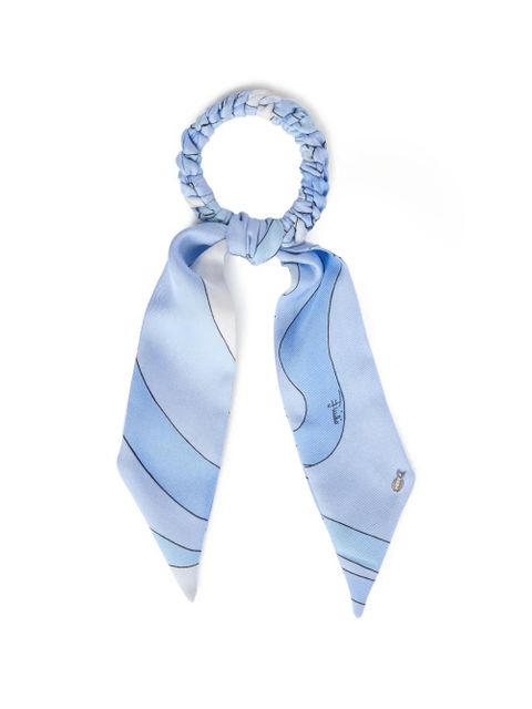 PUCCI silk hair tie with foulard-detail - Blue - zdjęcie produktu nr 1