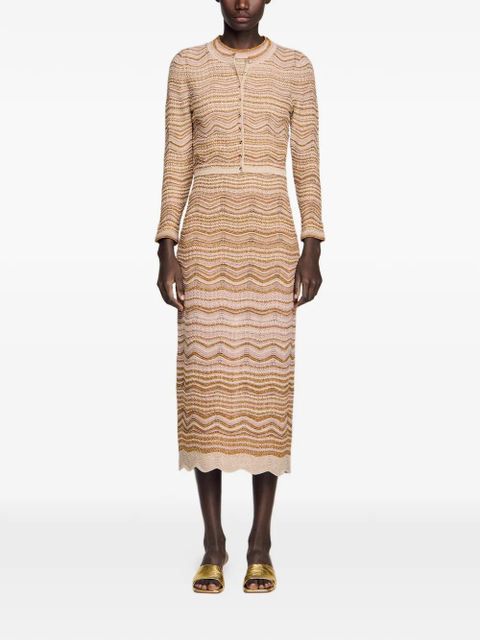 SANDRO wave-pattern cardigan - Neutrals