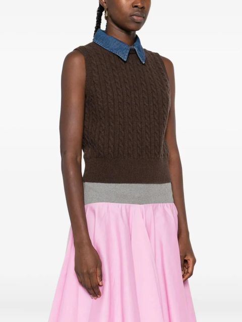 SANDRO cable-knit vest - Brown