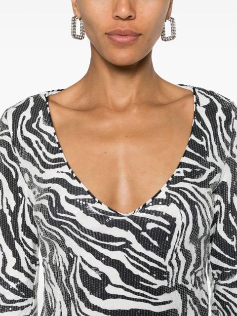ROTATE BIRGER CHRISTENSEN zebra-print sequinned top - White - zdjęcie produktu nr 2