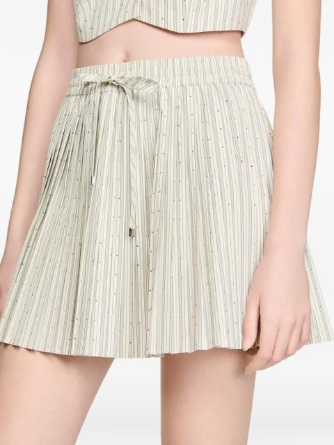 SANDRO striped rhinestone A-line mini skirt - Neutrals