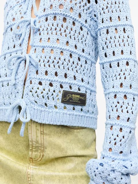 GANNI open-knit cardigan - Blue
