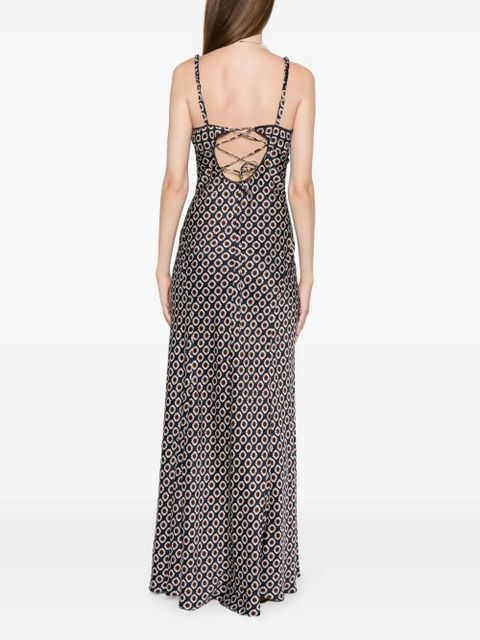 SANDRO printed lace-up maxi dress - Blue